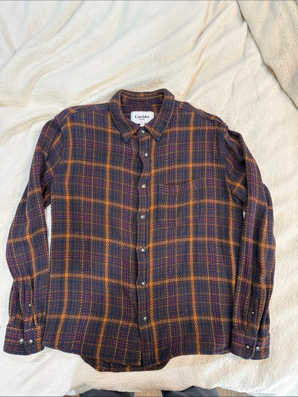 Corridor Multicolor Plaid Button-Down Shirt with Orange Accents